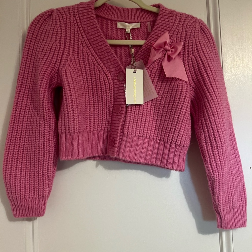 NWT LoveShackFancy Girls Teisha Alpaca Bow Cardigan